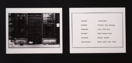 Martha Rosler, The Bowery in two inadequate descriptive systems, 1974–75 (detail). Forty-five gelatin silver prints of text and image mounted on twenty-four backing boards, 11 13/16 × 23 5/8 in (30 × 60 cm) each. Edition no. 2/5. Whitney Museum of American Art, New York; purchase with funds from John L. Steffens  93.4a-x